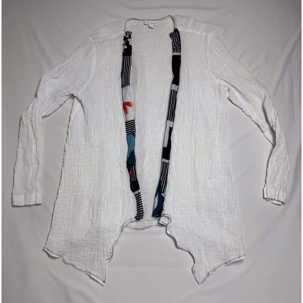 Pure Jill 100% Linen Cardigan Open Front Crinkle Gauze Size Small Vacation Beach